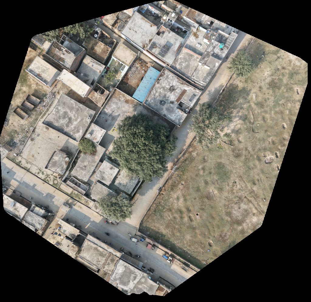 Drone map of Amin Kirana Store Khan home in Primary School Aerial drone map in Muqarrabpur, Up, IN