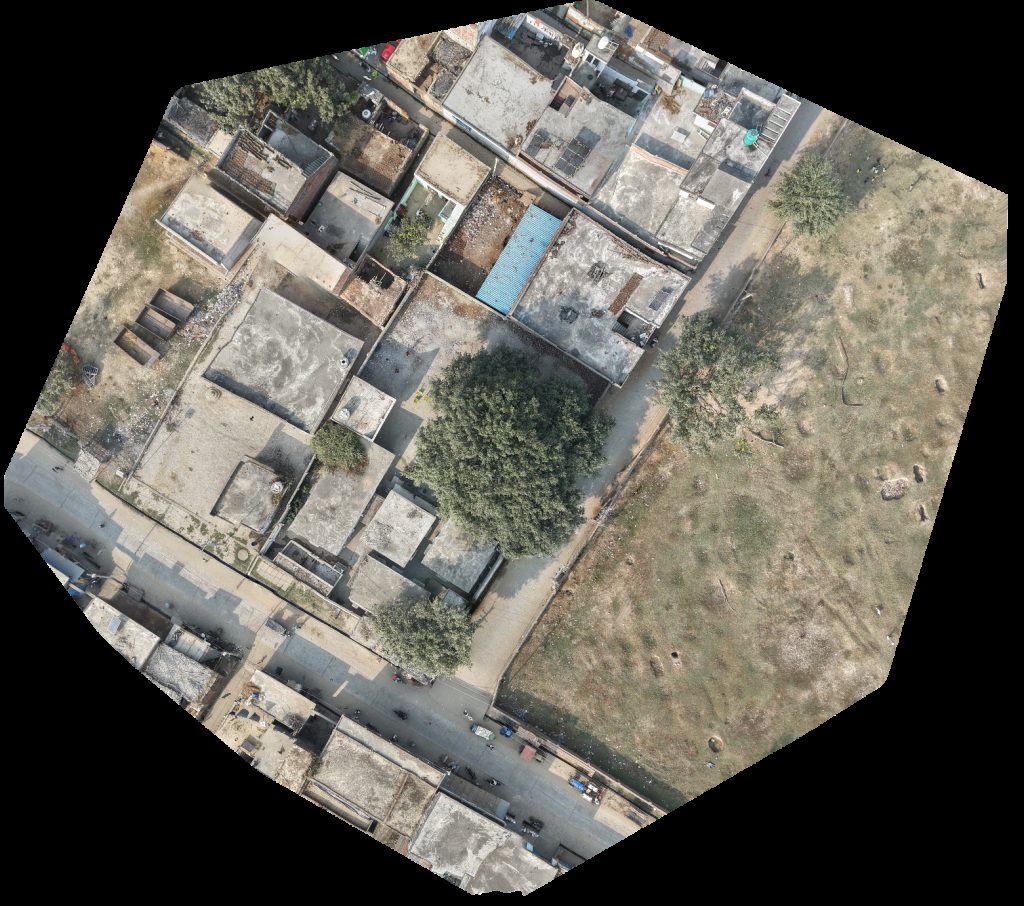 Drone map of Amin Kirana Store Khan home in Primary School Aerial drone map in Muqarrabpur, Up, IN