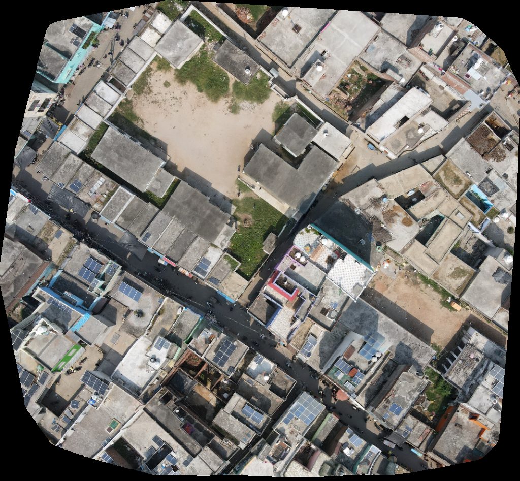 Drone map of Madarsa Mukhtarul uloom Mukand Vastra Bhandar in cloth house Aerial drone map in Narauli, Up, IN