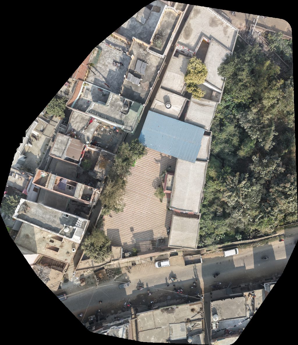 Drone map of Government school Junior High in medical store Aerial drone map in Ruknuddin Sarai, Up, IN