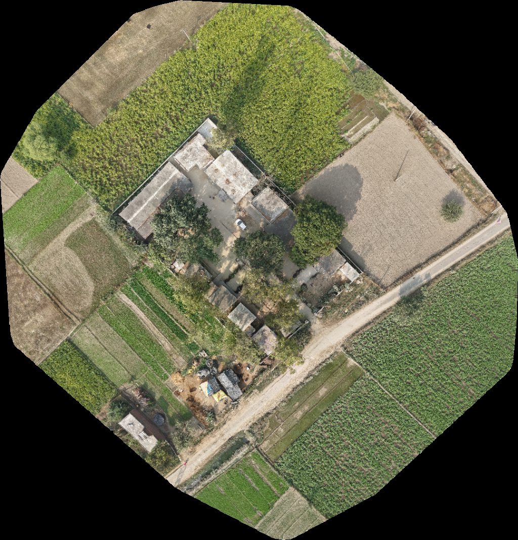 Drone map of श व मंद र म ठनपुर Gautam Jan seva Kendra in र म Aerial drone map in Sahaswan, Up, IN