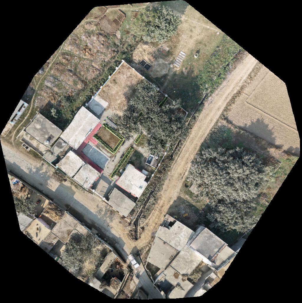 Drone map of Kavindar Kirana Store Shahnawaj Shop in ganeral store Aerial drone map in Shahpaur Sot, Up, IN