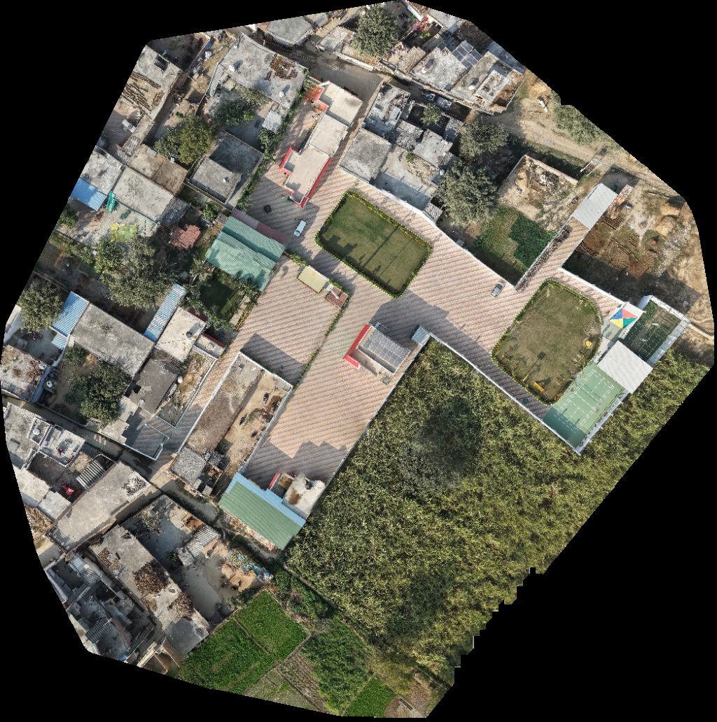 Drone map of Pal houses Shiv mandir in itayla mafi Aerial drone map in Sirsi, Up, IN