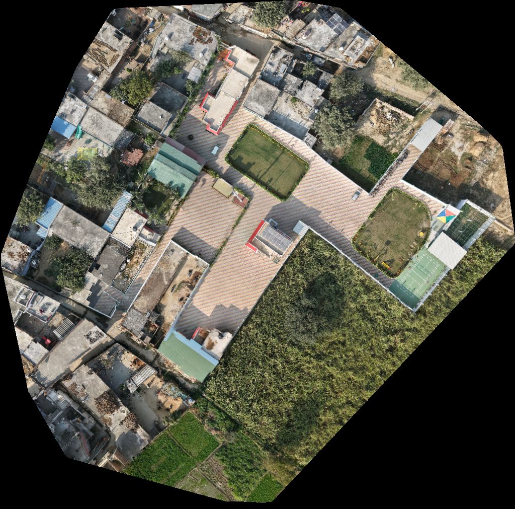 Drone map of Pal houses Shiv mandir in itayla mafi Aerial drone map in Sirsi, Up, IN