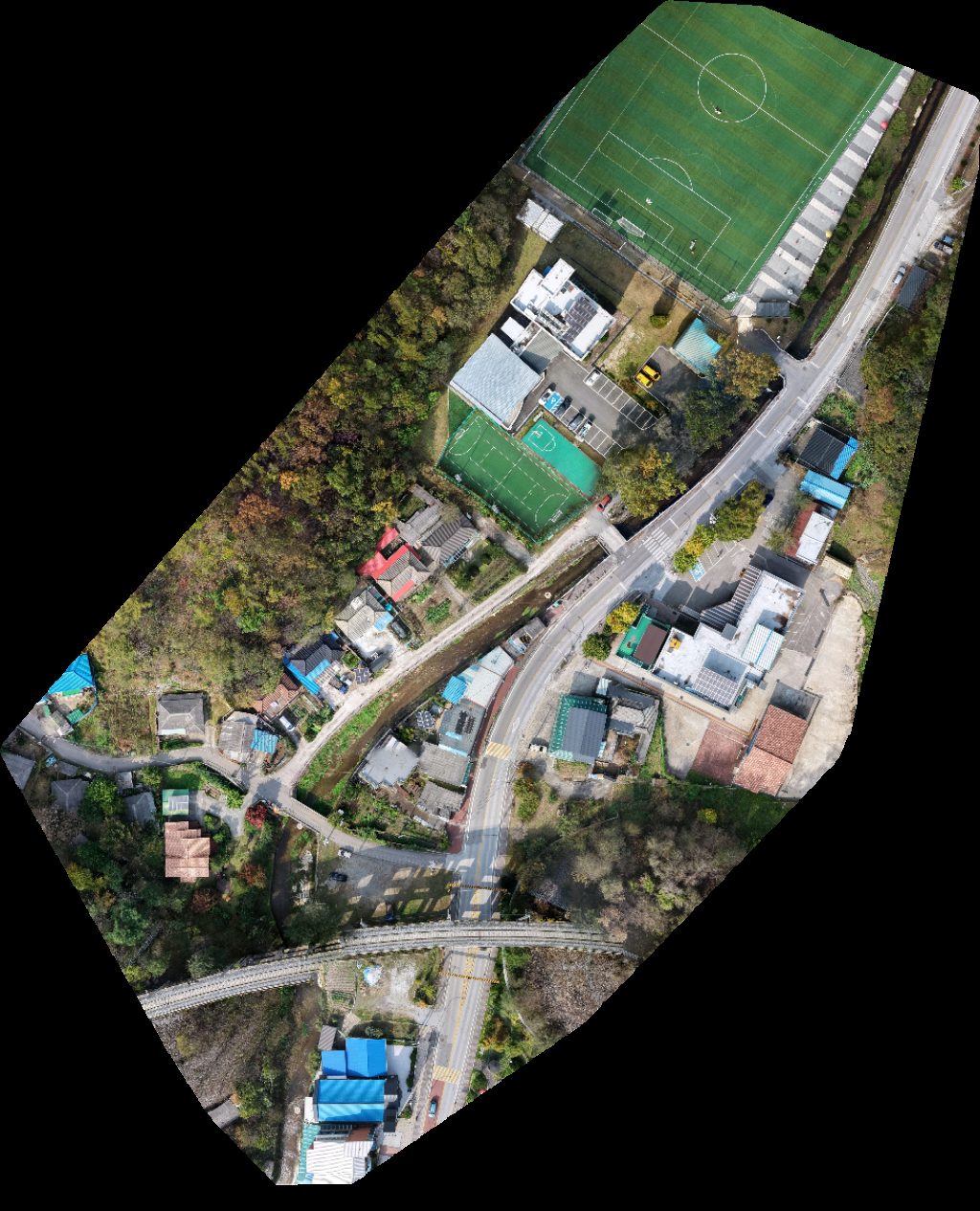 Drone map of 신동청소년아동장학복지센터 맛있는정원마을협동조합 in hambaek volunteer fire Aerial drone map in Jeongseon-gun, Region, KR