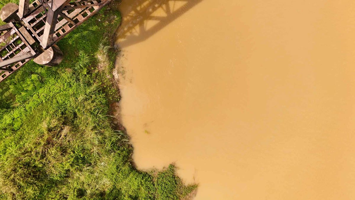 Drone 3d model of Jambatan Kereta Api Lama Sungai Muda جمبتن ڤرماتڠ ساڬ Permatang Saga Briged in pinang tunggal Aerial drone 3d model in , Penang, MY