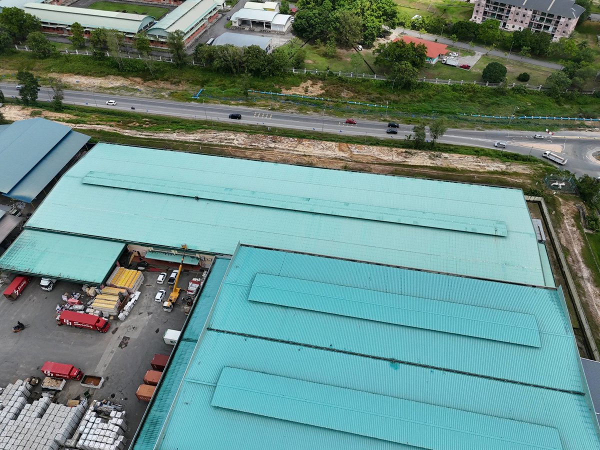 Drone 3d model of Evergreen 1979 Trading Sdn Bhd Fresh Linen Services in Industrial Park Aerial drone 3d model in Kota Kinabalu, Sabah, MY