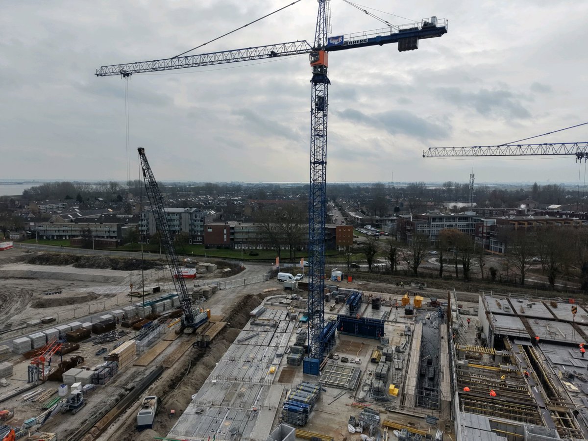 Drone 3d model of 2 people 23 m2 private bathroom harbor view with terrace Ditems Media B V in totalenergies charging station Aerial drone 3d model in Monnickendam, Nh, NL