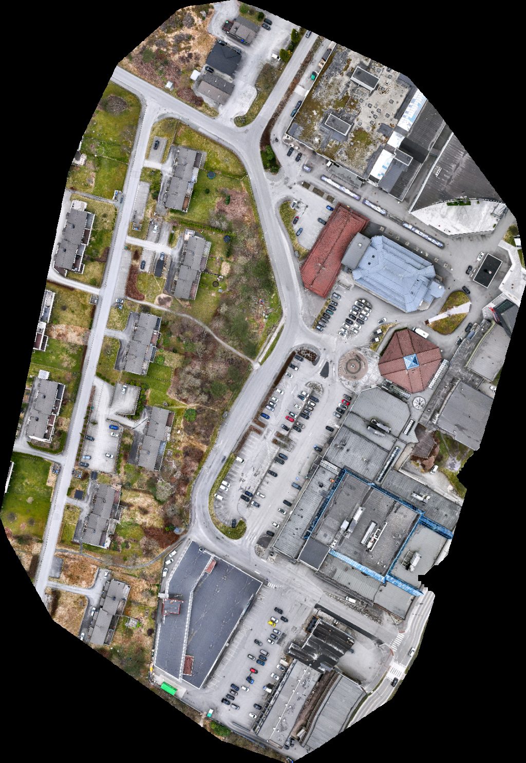 Drone map of sentrum electro AS in husnes sentrum Aerial drone map in Husnes, Vestland, NO