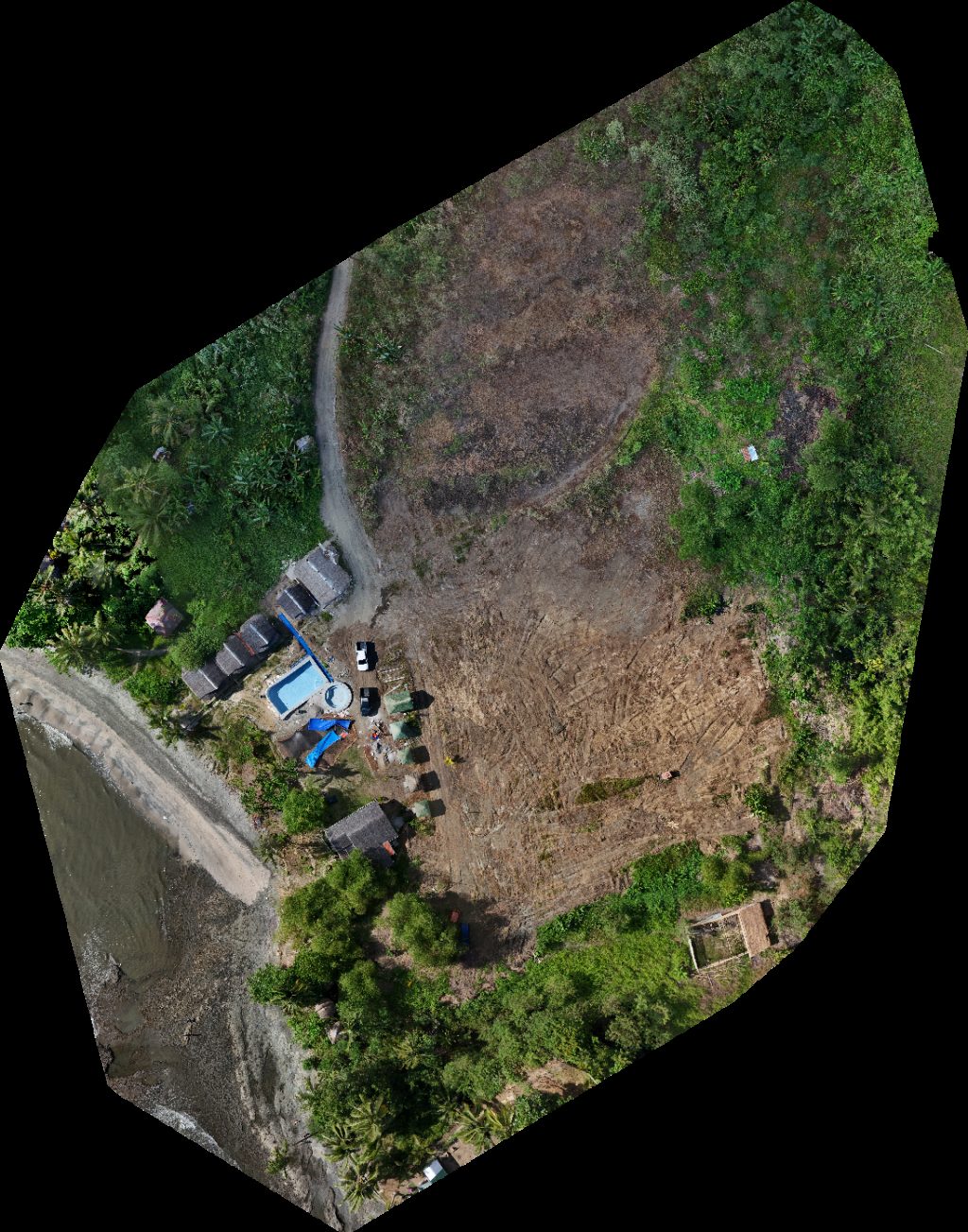 Drone map of PAISO BEACH HOUSE Tata Levi Resort in beach resort Aerial drone map in Basey, Eastern Visayas, PH