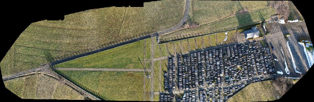 Drone map of Cmentarz Kościół MB Nieustającej Pomocy w Jurkowie Aerial drone map in Jurków, Lesser Poland Voivodeship, PL