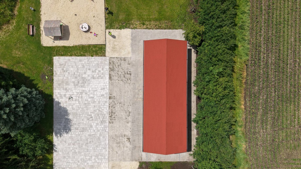 Drone 3d model of Siłownia na świeżym powietrzu Siedziba treningowa Fc Siekawica Iwiny in sp z o Aerial drone 3d model in Siechnice, Lower Silesian Voivodeship, PL