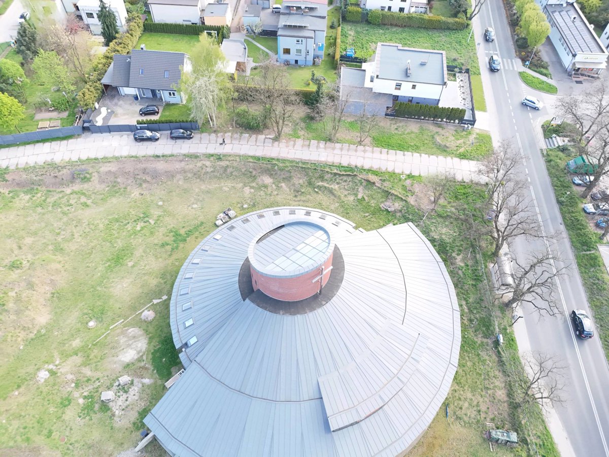 Drone 3d model of Parafia Matki Bożej Różańcowej w Rybniku Kaplica in Niedobczyce Aerial drone 3d model in Rybnik, Wojewodztwo Slaskie, PL