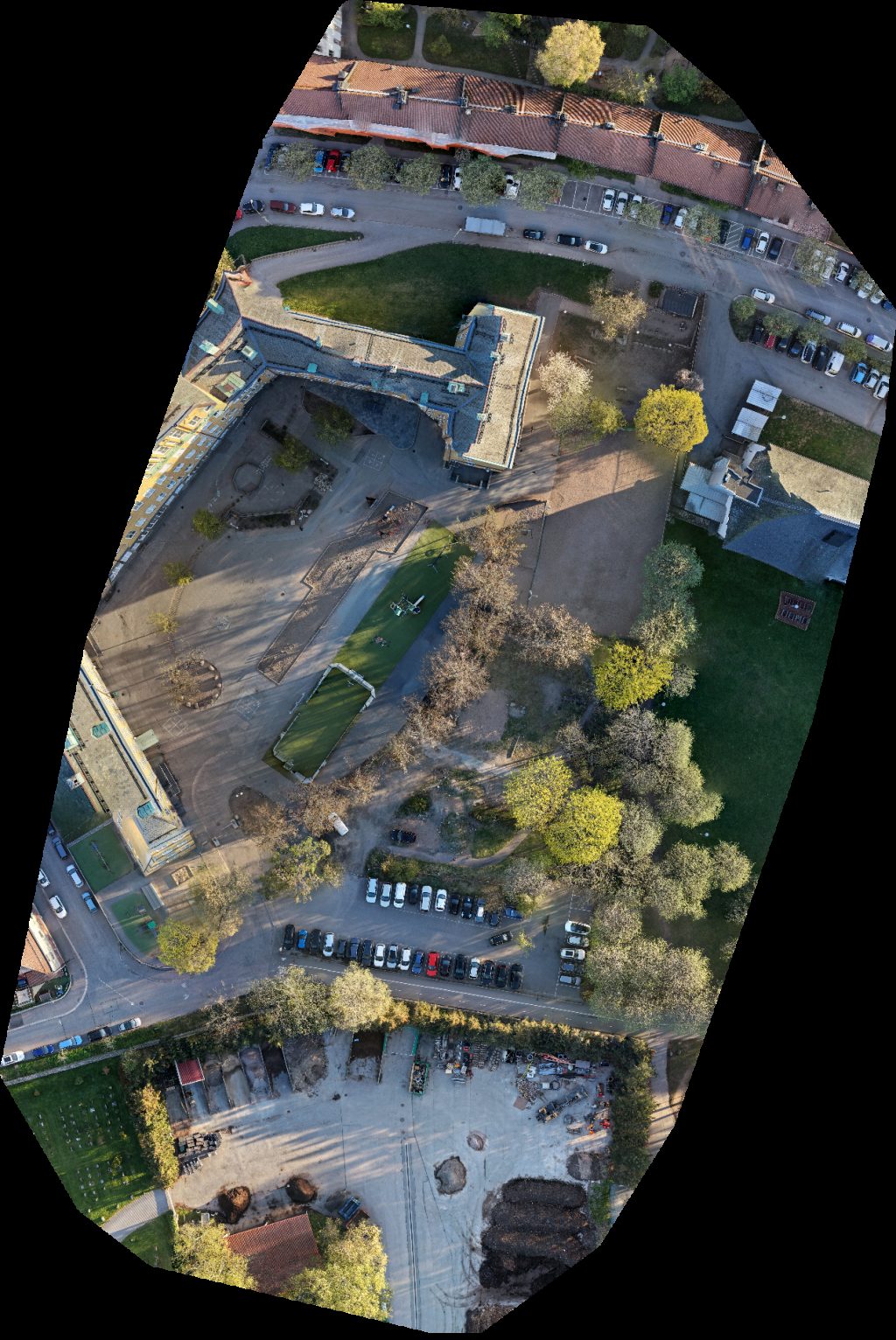 Drone map of Kulturskolan Göteborgs Stad Majorna Kungsladugårdsskolan in Kungsladugård Aerial drone map in Gothenburg, Vastra Gotaland County, SE