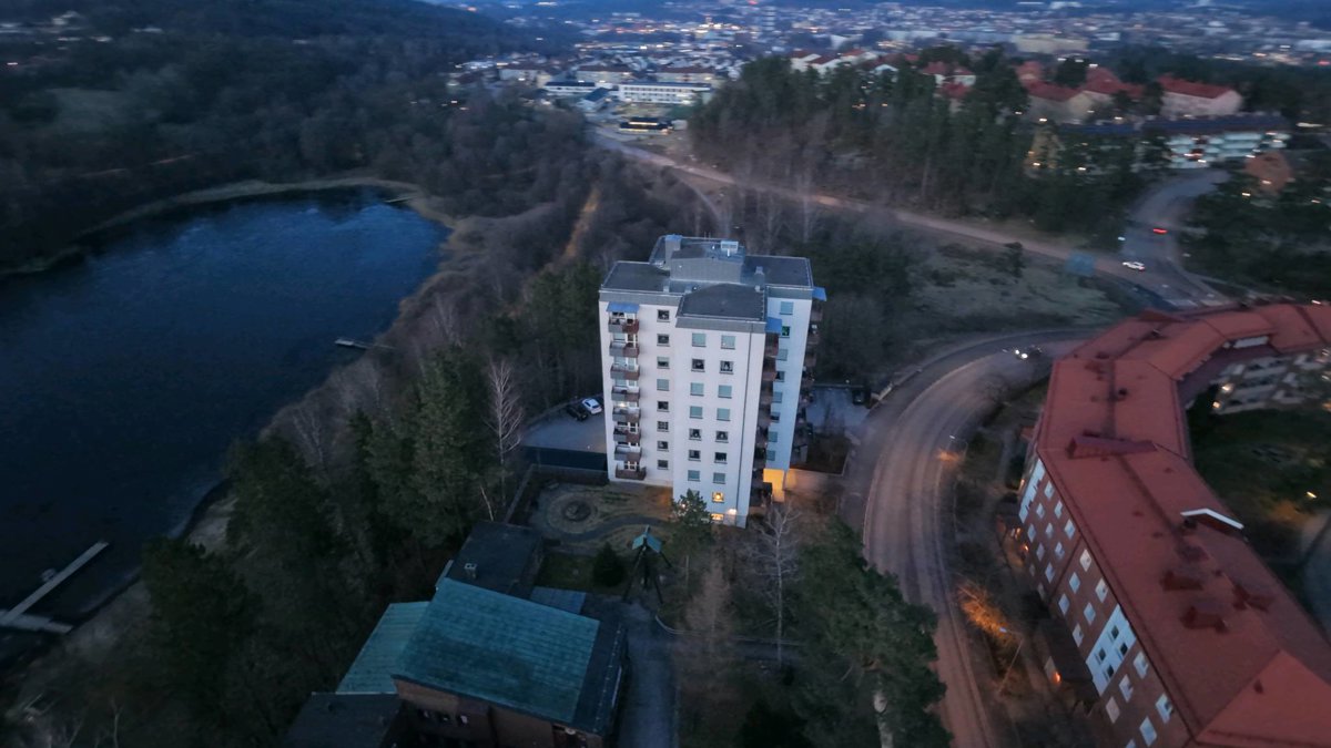 Drone 3d model of St Sigfrid CATHOLIC CHURCH IN BORÅS Byttorpsjön Badplats in Byttorp Aerial drone 3d model in , Vastra Gotalands Lan, SE
