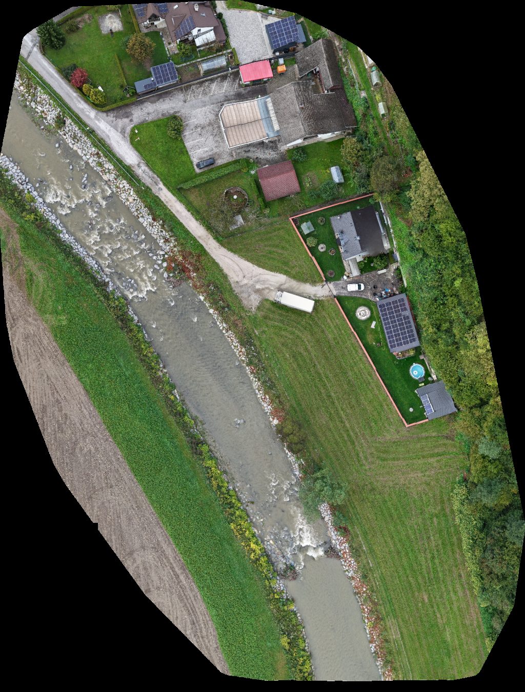 Drone map of Prodajalna in kava bar go Aleksandra Gorenšek s p Tojal podjetje za svetovanje organizacijo proizvodnjo d o in d o o Aerial drone map in , Dravograd, SI