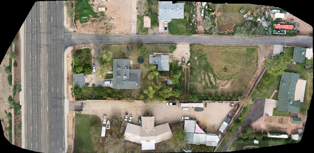 Drone map of Stand Up Photos Inc Mike s Garage CC in Lehi Community Improvement Aerial drone map in Mesa, Az, US