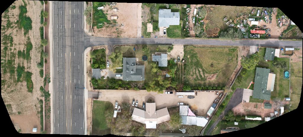Drone map of Stand Up Photos Inc Mike s Garage CC in Lehi Community Improvement Aerial drone map in Mesa, Az, US
