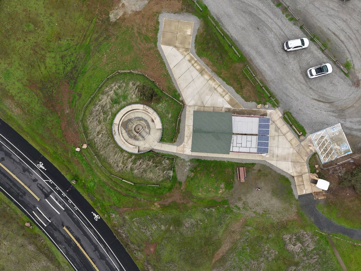 Drone 3d model of Community Observatory Upper Park Designated Parking Area C in bidwell park Aerial drone 3d model in Chico, Ca, US