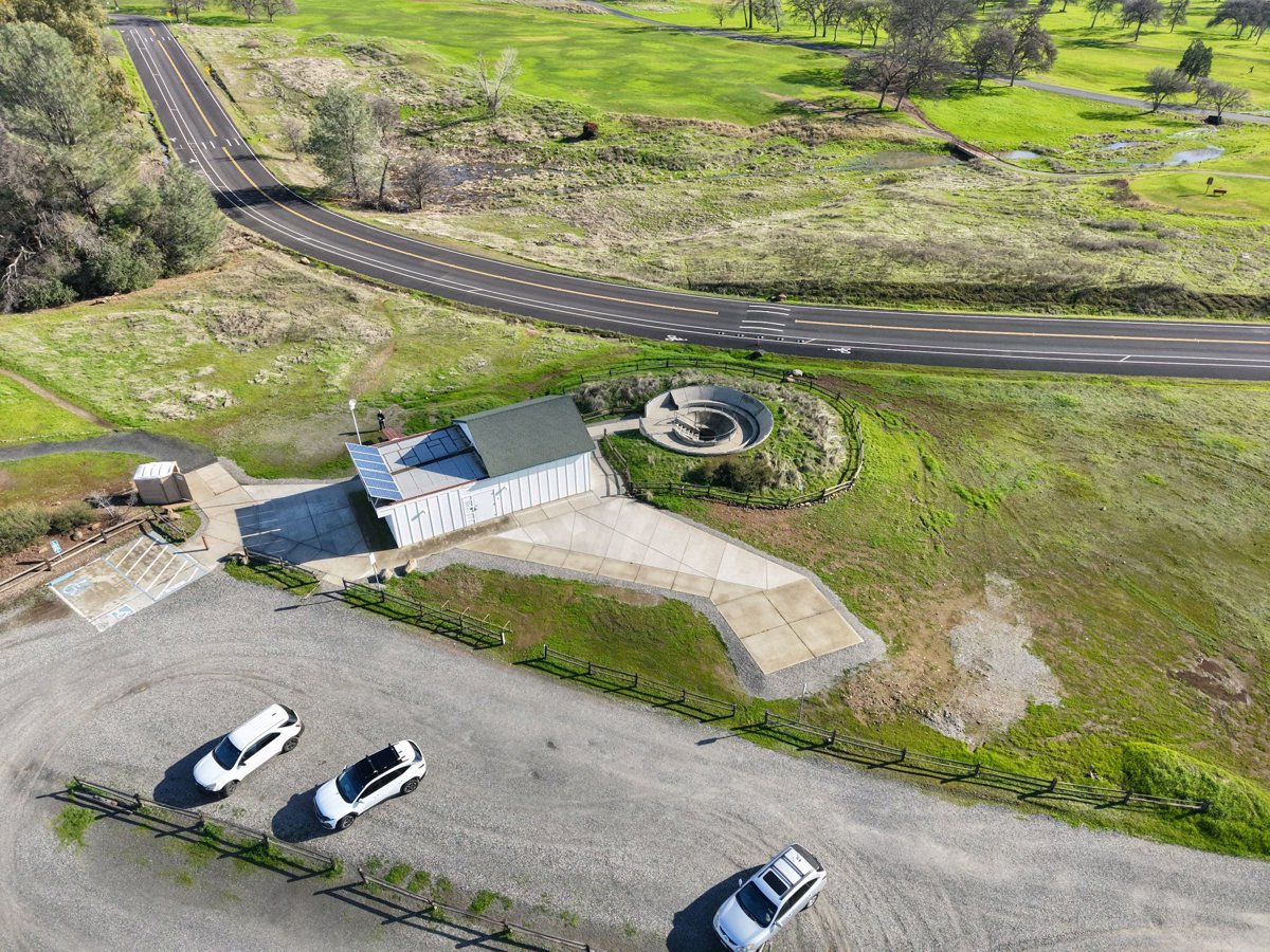 Drone 3d model of Community Observatory Upper Park Designated Parking Area C in bidwell park Aerial drone 3d model in Chico, Ca, US