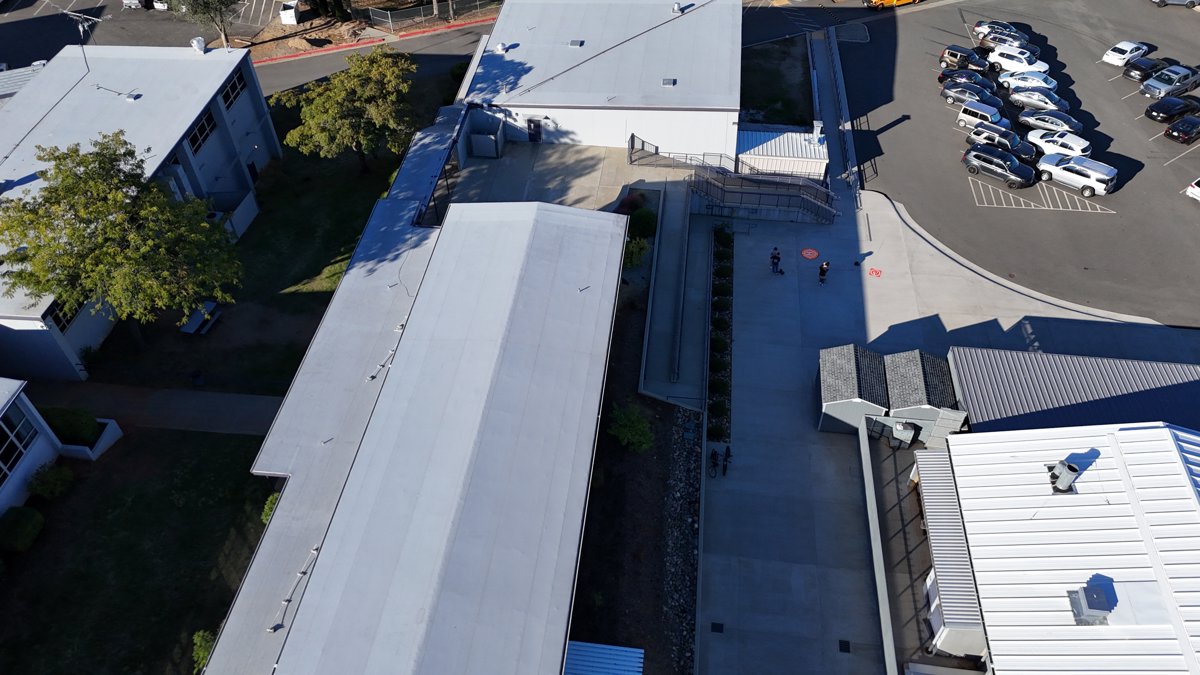 Drone 3d model of Shasta High School Youth Family Programs County Foster Care in Sunset Aerial drone 3d model in Redding, Ca, US