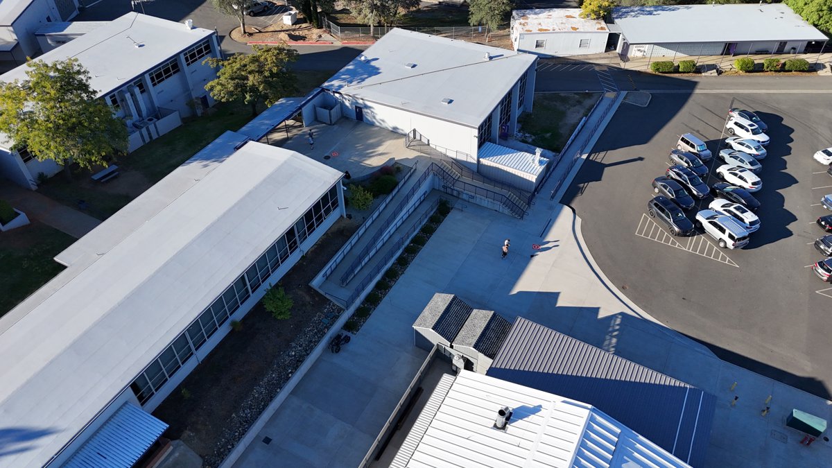 Drone 3d model of Shasta High School Youth Family Programs County Foster Care in Sunset Aerial drone 3d model in Redding, Ca, US