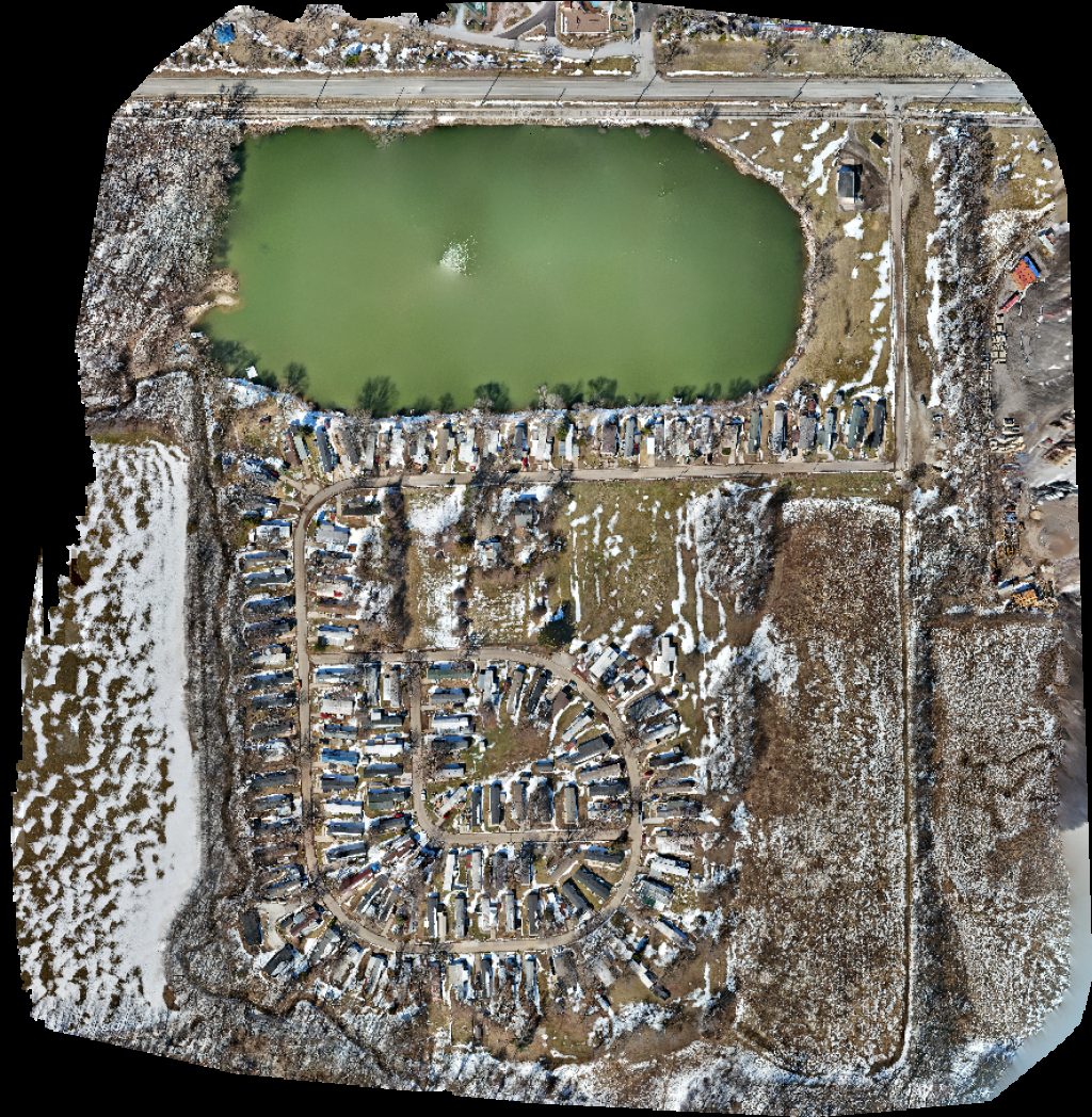 Drone map of Lakeview Estates Quality Glass Mirror Aerial drone map in Rock Island, Il, US