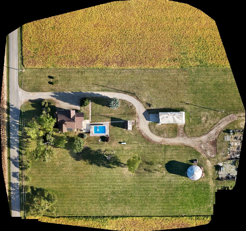 Drone map of Shrader Weaver Woods Bentonville Cemetery in united states postal Aerial drone map in Connersville, In, US