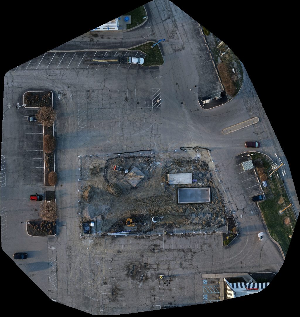 Drone map of White Castle Steak n Shake in College Park Aerial drone map in Indianapolis, In, US