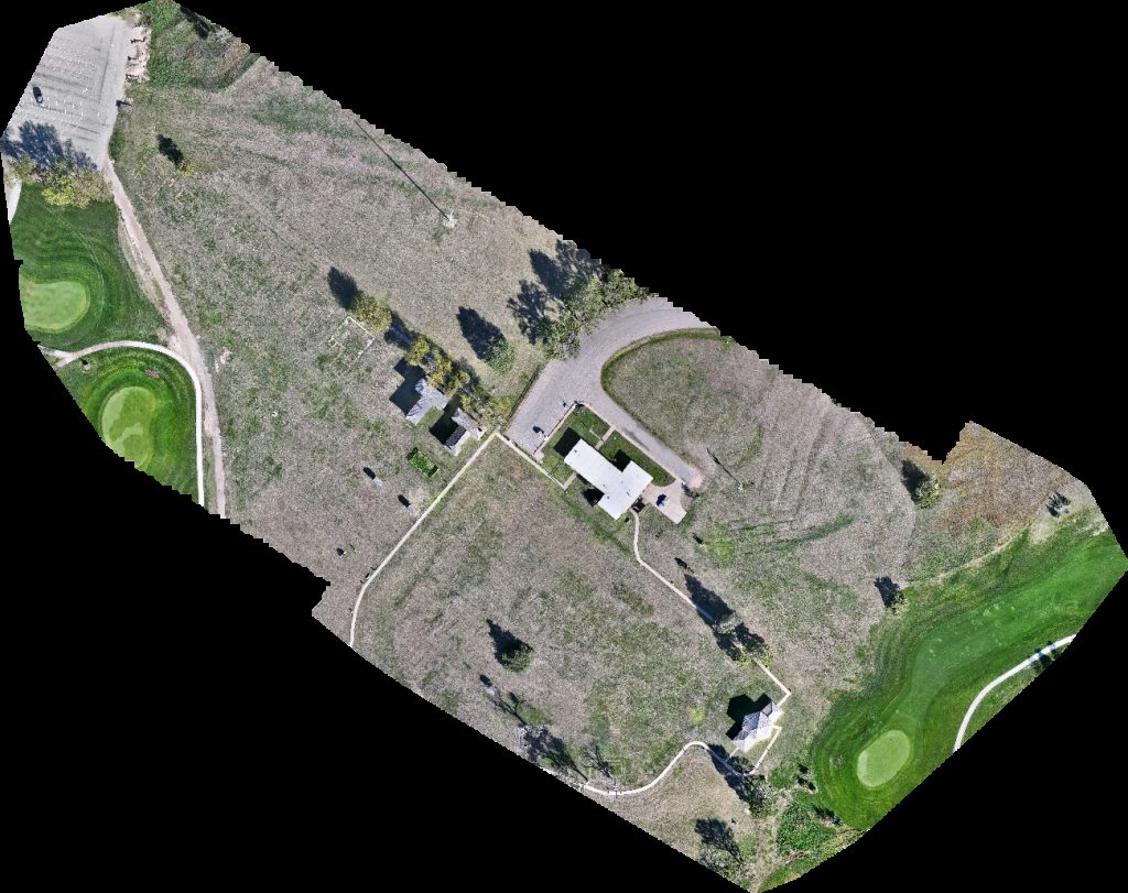 Drone map of Old Fort Monarch of the Plains in frontier historical park Aerial drone map in Hays, Ks, US