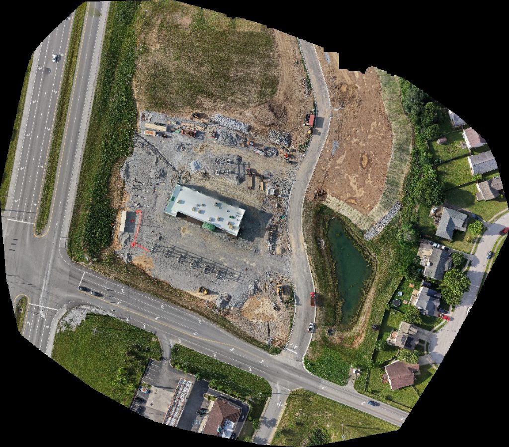 Drone map of Shell Hunt Brothers Pizza in king suite Aerial drone map in Georgetown, Ky, US