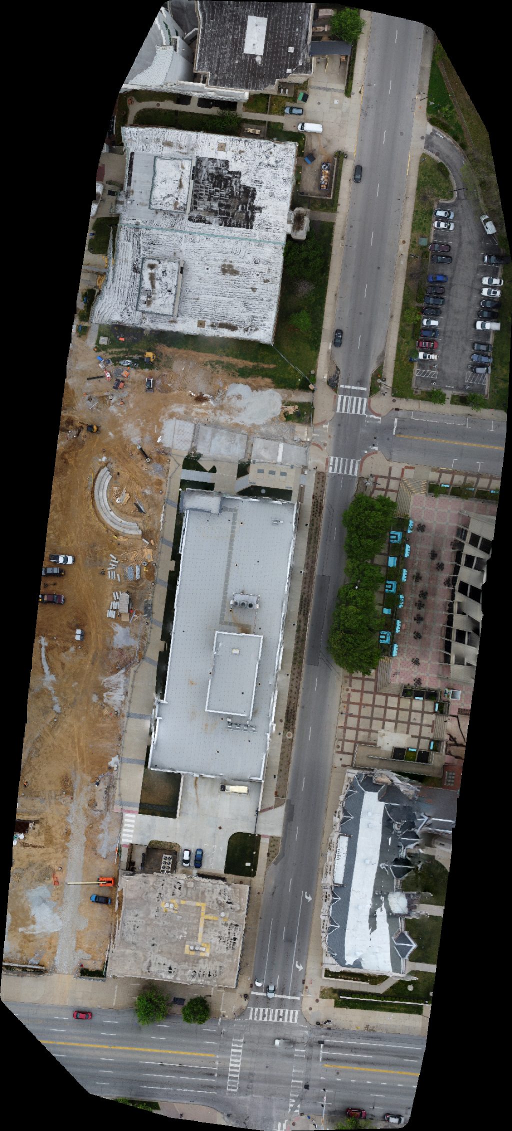 Drone map of Jefferson Community Technical College Center for Science and Discovery Serene Urban Oasis in Downtown Aerial drone map in Louisville, Ky, US