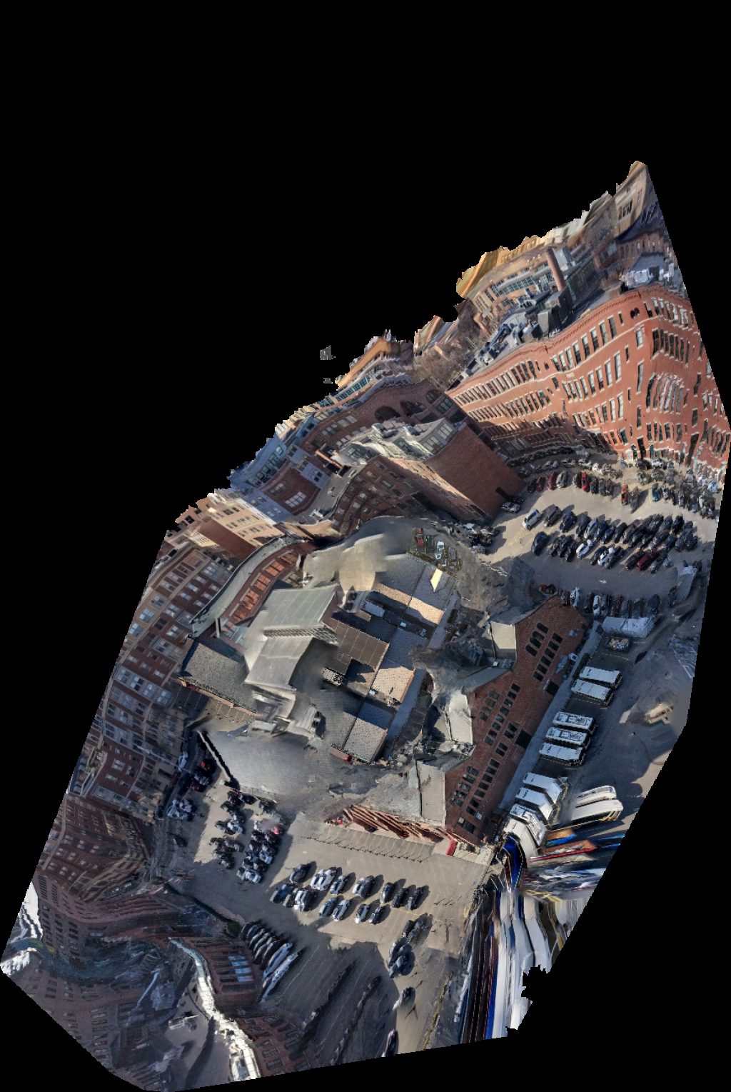 Drone map of SoWa Power Station GTI Properties Parking in South End Aerial drone map in Boston, Ma, US
