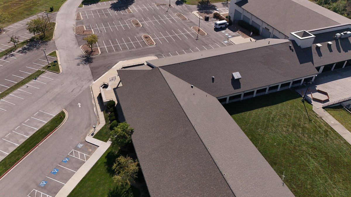 Drone 3d model of First Baptist Church Blue Springs Little Angels Early Childhood Center in kansas city Aerial drone 3d model in Independence, Mo, US