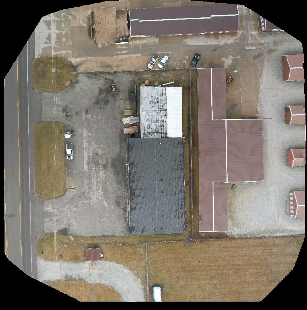 Drone map of Powersports Winkler Communications in mini storage Aerial drone map in Kirksville, Mo, US