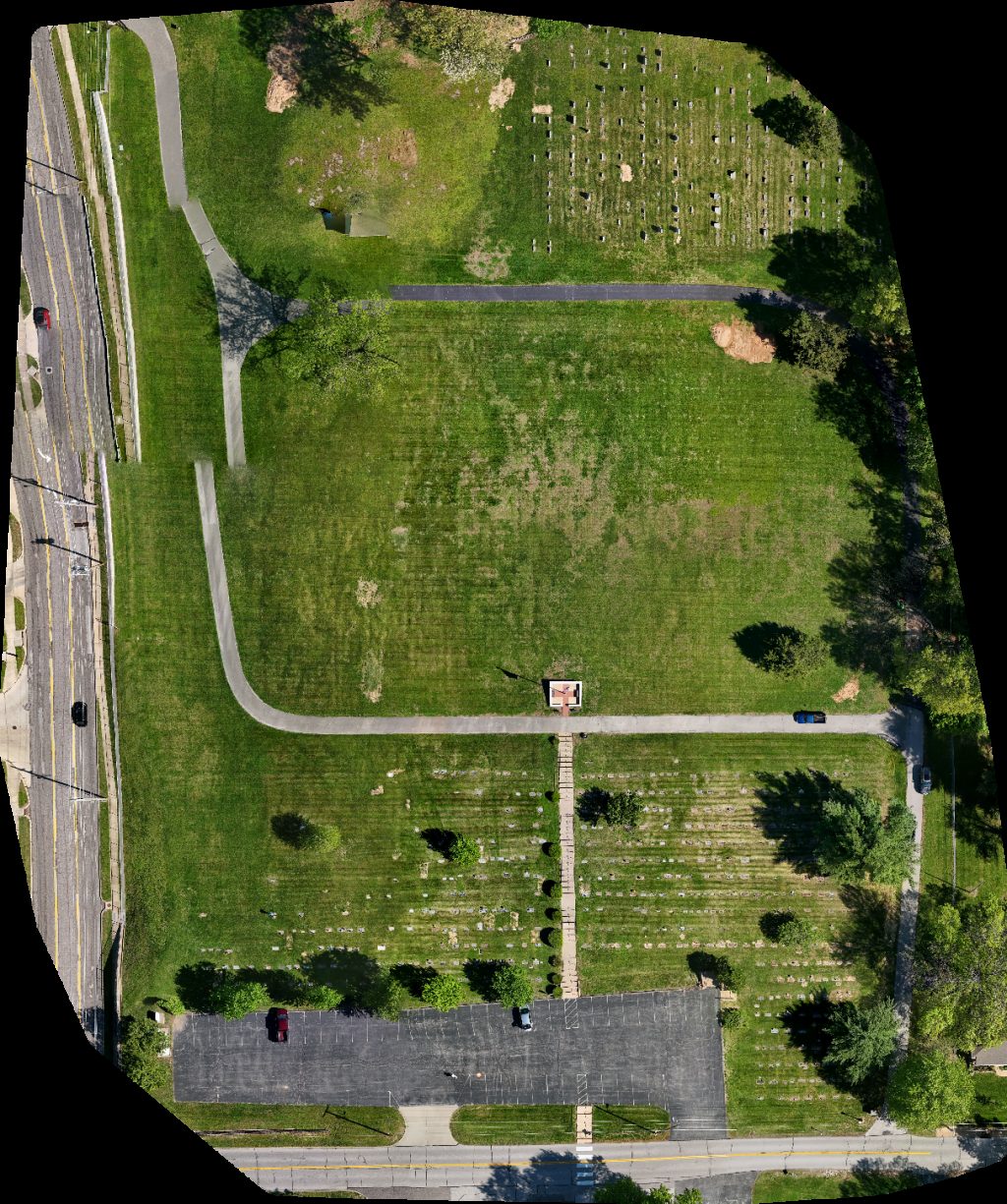 Drone map of Saint John s Cemetery Seibert Park in realty masters stl Aerial drone map in Manchester, Mo, US