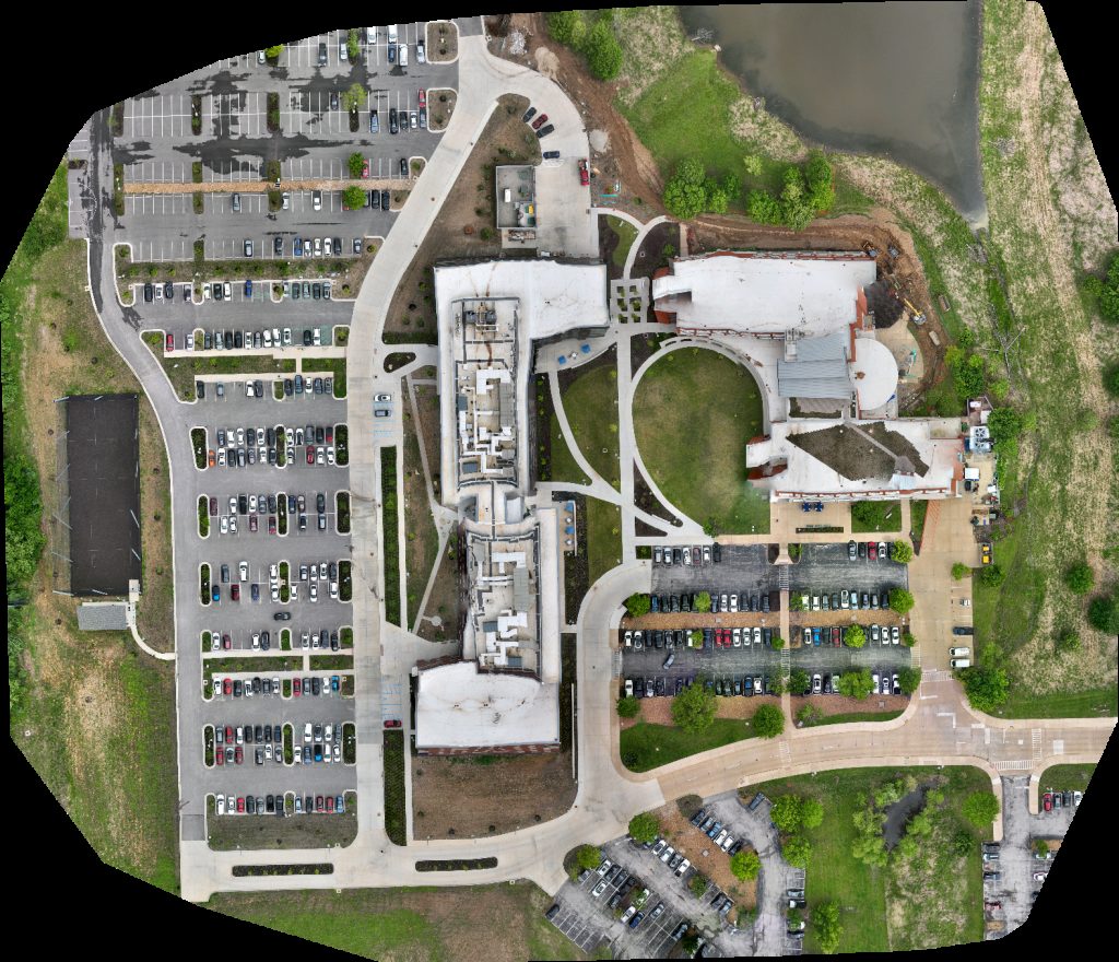 Drone map of St Louis Community College Espen Charging Station in Grover Aerial drone map in Wildwood, Mo, US