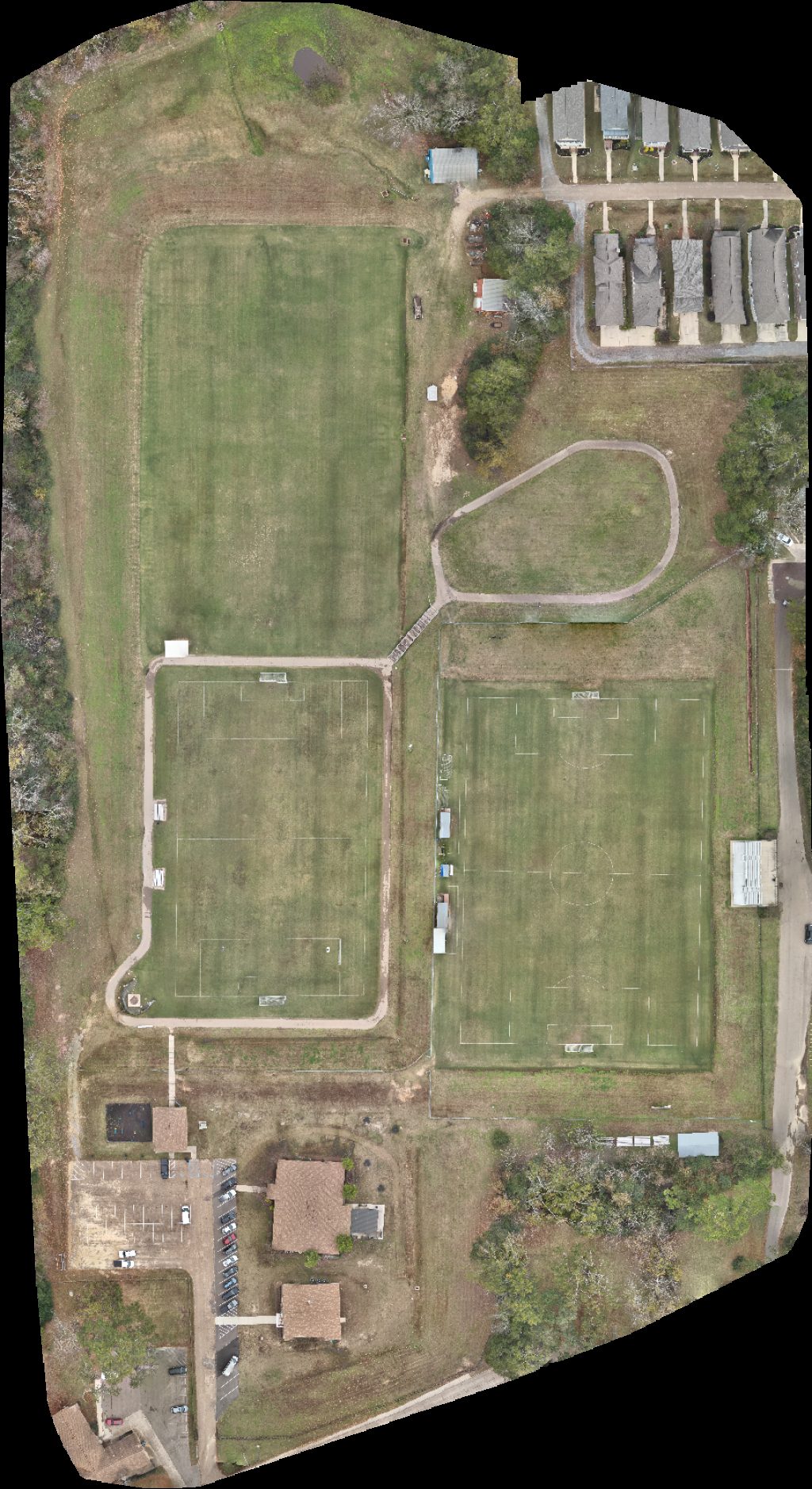 Drone map of Robert P Longabaugh Field Female Bathroom in female bathroom Aerial drone map in Clinton, Ms, US