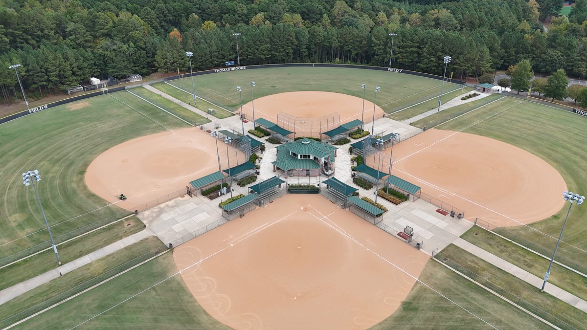 Drone 3d model of Field 5 Thomas Brooks Cricket Nets Batting Cage in thomas brooks Aerial drone 3d model in Cary, Nc, US