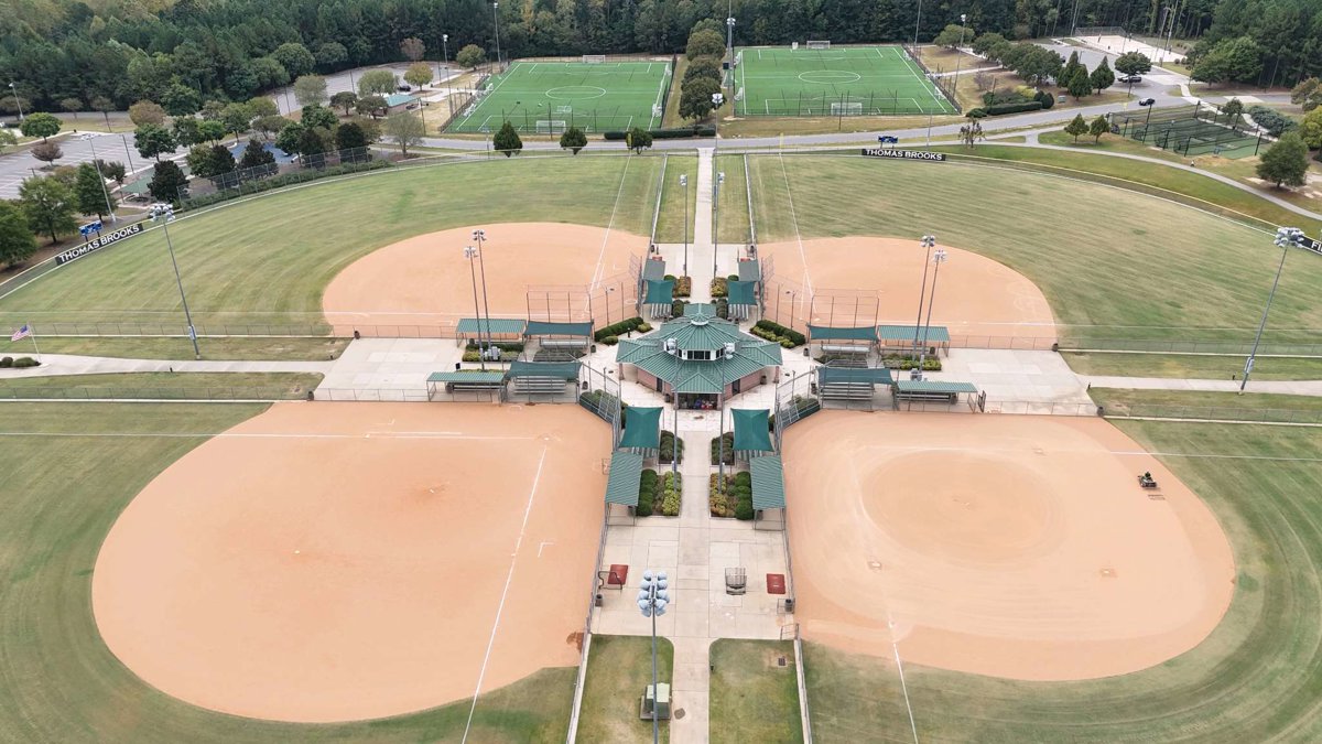 Drone 3d model of Field 8 Thomas Brooks Playground Shelter in thomas brooks Aerial drone 3d model in Cary, Nc, US