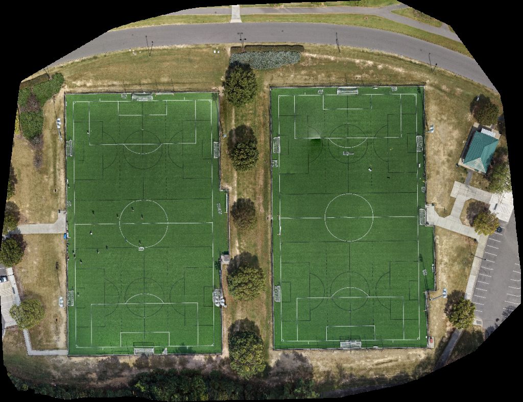 Drone map of Soccer Field 1 2 in thomas brooks Aerial drone map in Cary, Nc, US
