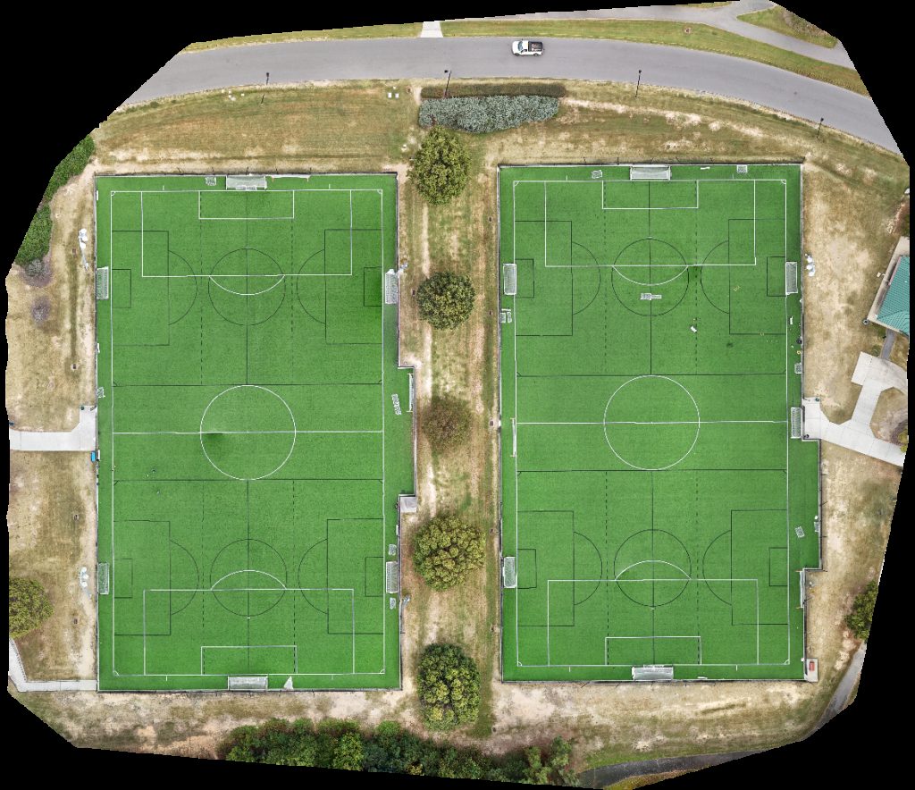 Drone map of Soccer Field 1 2 in thomas brooks Aerial drone map in Cary, Nc, US