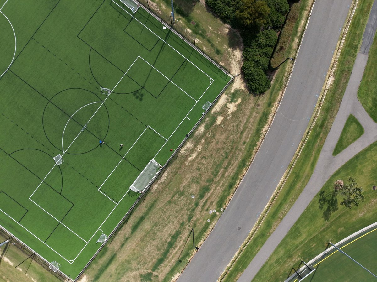 Thumbnail preview for 3D Drone Model of Soccer Field 1 Thomas Brooks Cricket Nets Batting Cage in Cary, North Carolina, United States