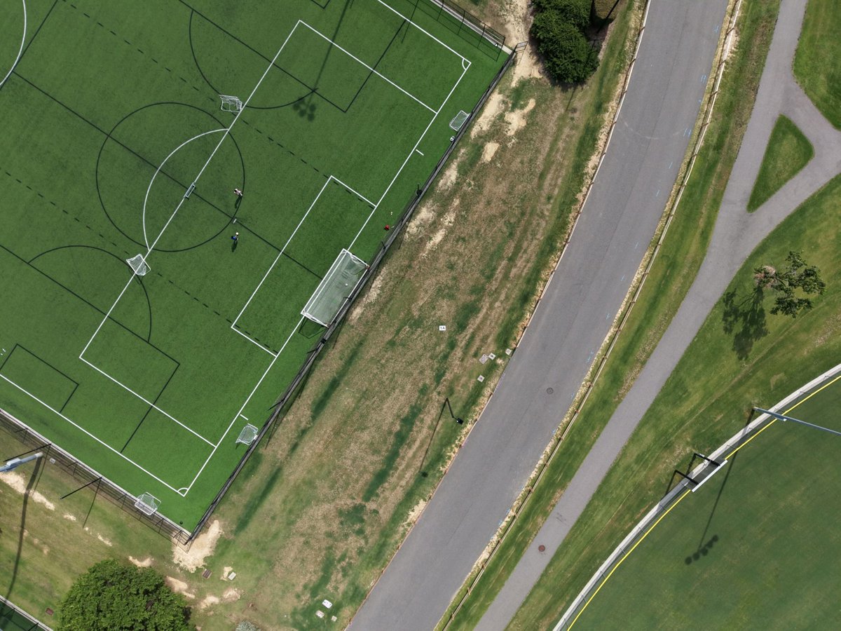 Thumbnail preview for 3D Drone Model of Soccer Field 1 Thomas Brooks Cricket Nets Batting Cage in Cary, North Carolina, United States