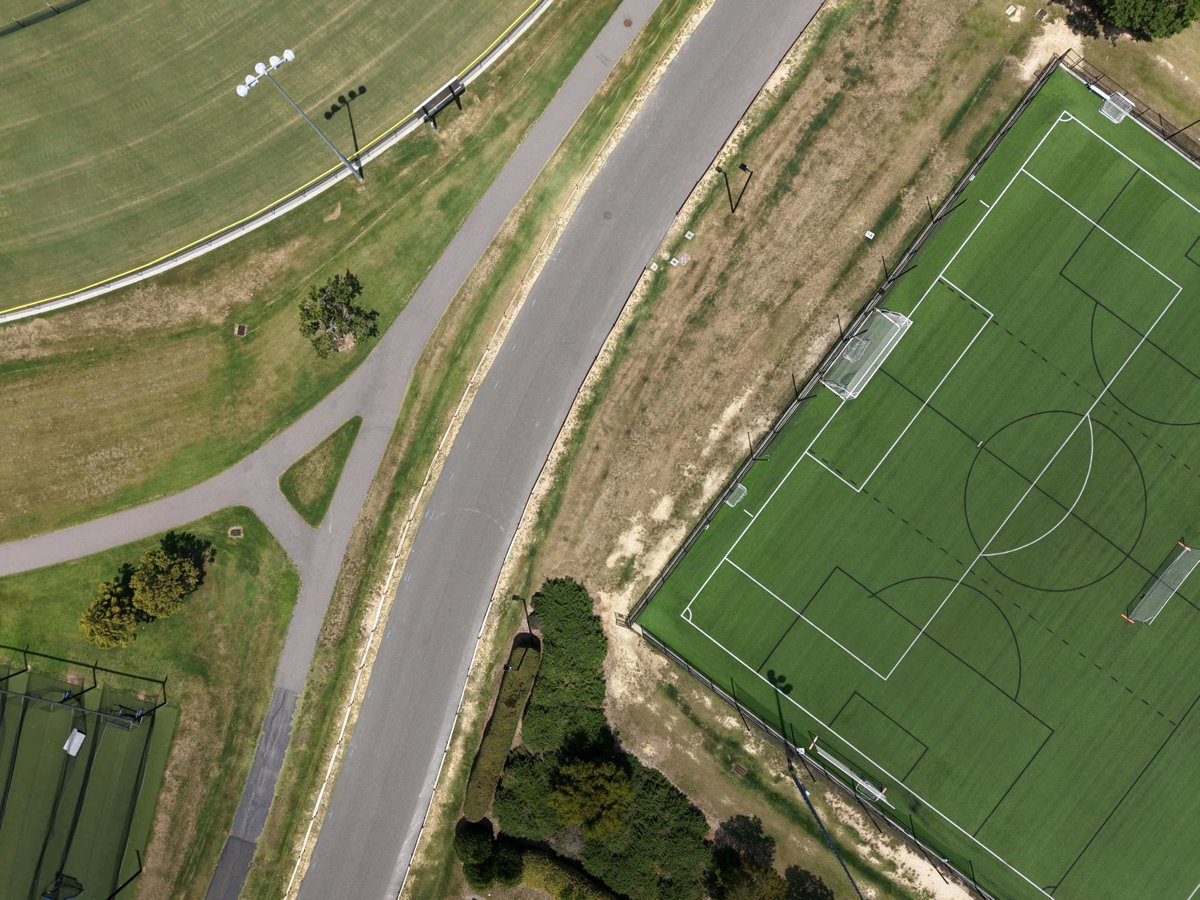 Thumbnail preview for 3D Drone Model of Soccer Field 1 Thomas Brooks Cricket Nets Batting Cage in Cary, North Carolina, United States