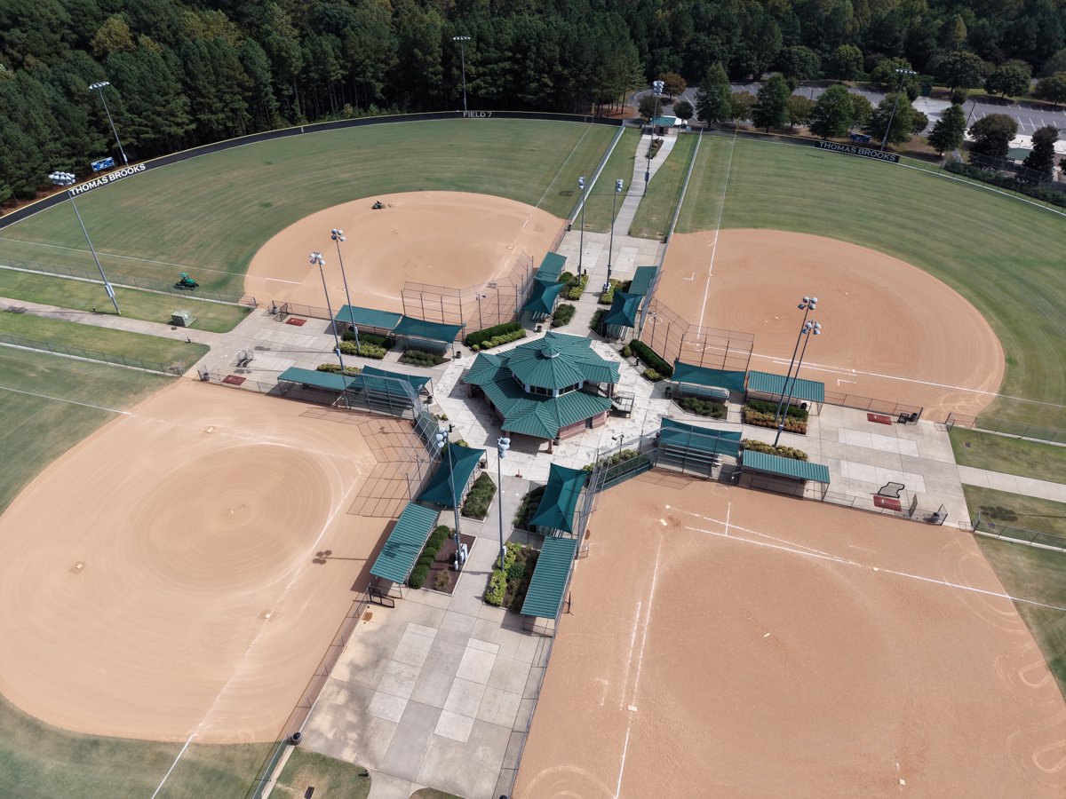 Drone 3d model of Thomas Brooks Baseball Softball Fields Field 6 in thomas brooks Aerial drone 3d model in Cary, Nc, US