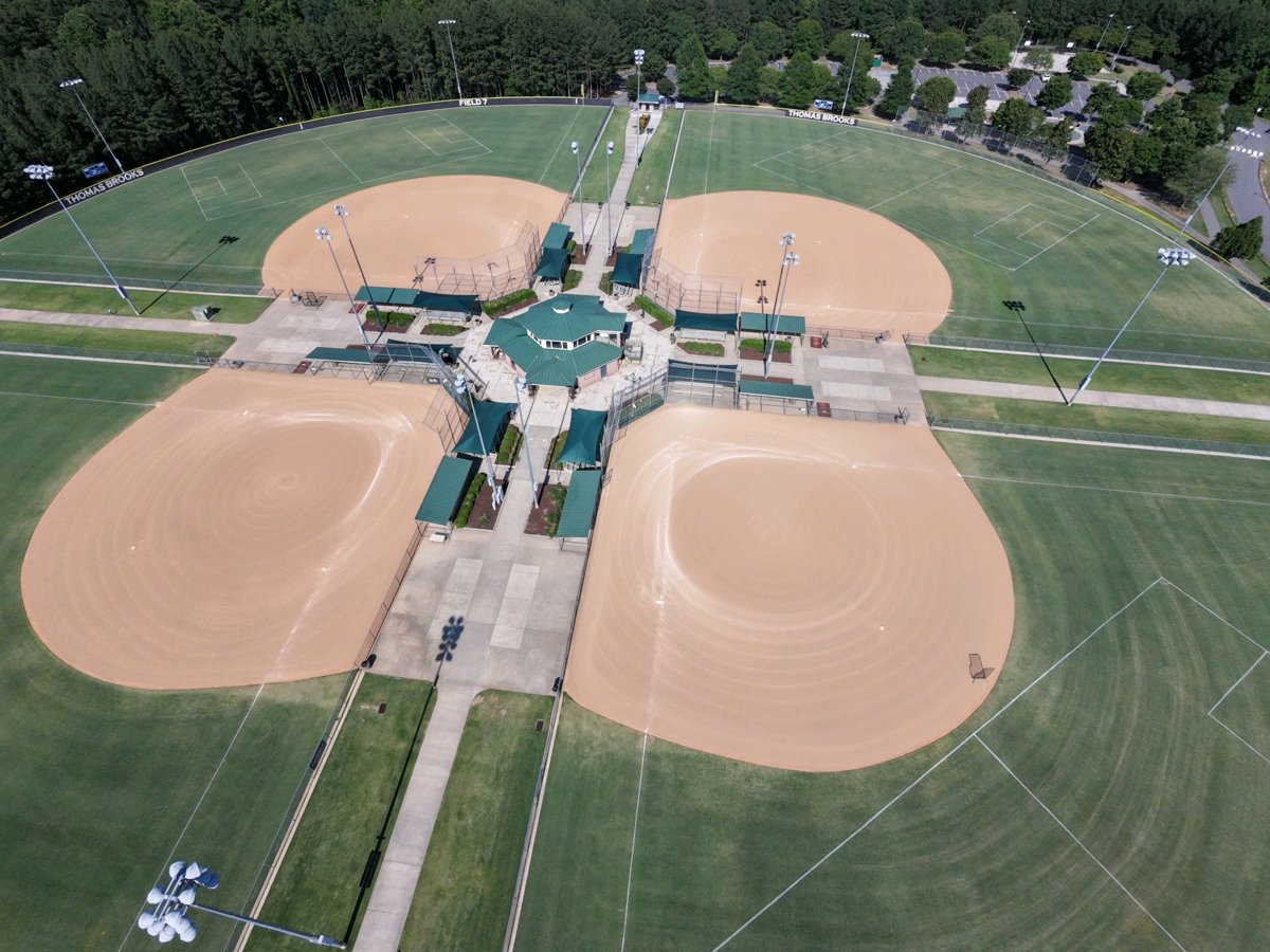 Drone 3d model of Thomas Brooks Baseball Softball Fields Field 6 in thomas brooks Aerial drone 3d model in Cary, Nc, US
