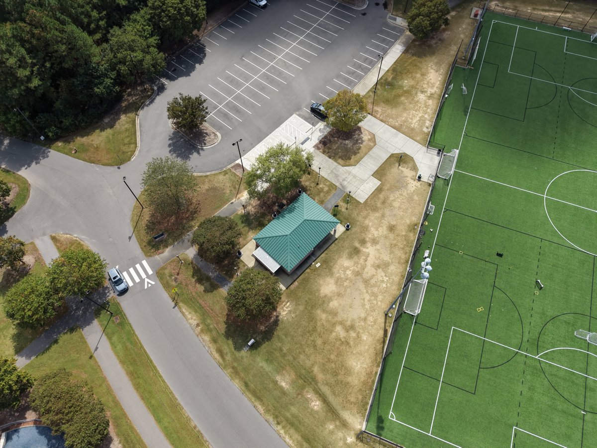 Drone 3d model of Thomas Brooks Park Soccer Fields Field 2 in thomas brooks Aerial drone 3d model in Cary, Nc, US