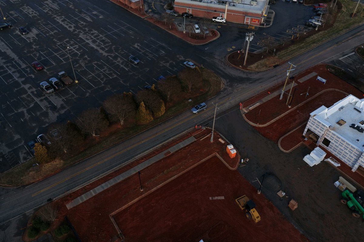 Drone 3d model of NC Works Career Center Katana Kitchen in cvs pharmacy Aerial drone 3d model in Statesville, Nc, US