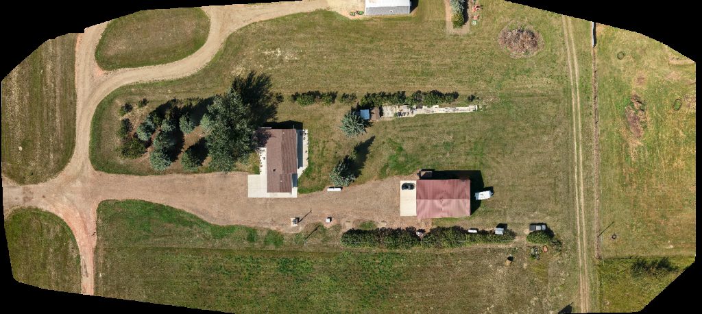 Drone map of OnlySky Cowboy Riding Missile Statue Aerial drone map in Bowman, Nd, US